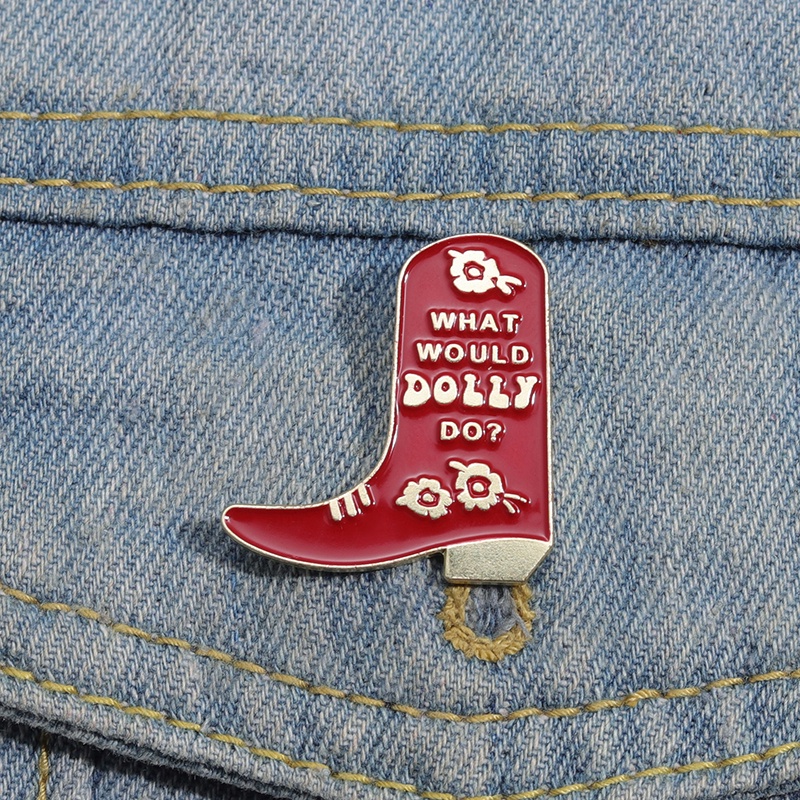 Penyanyi Perempuan WWDD What Wou Dolly Do Enamel Pin Country Music Boots Bros Humor Lapel Badge Perhiasan Hadiah Untuk Teman