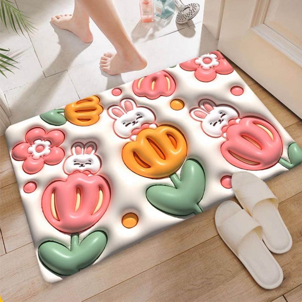 IJU050  Keset Diatomite 3D Uk 40 x 60cm /Keset Kaki 3D Motif Timbul