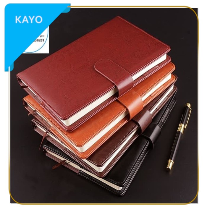 

✨BISA COD✨ -K |buku agenda bahan kulit leader, buku memo kerja, note book leader - Hitam