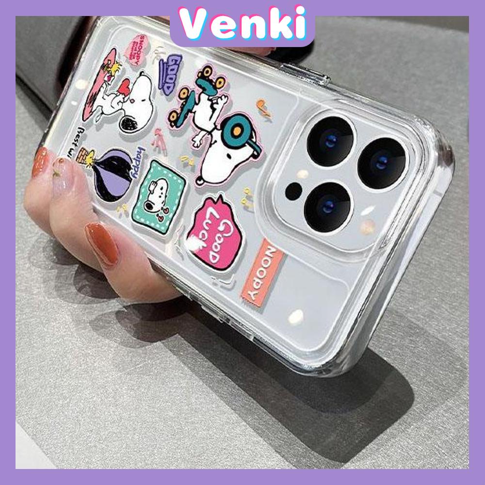 VENKI - Untuk iPhone 11 Case Clear Space Hard Acrylic Case Shockproof Protection Camera Lucu Kartun Manusia Anjing Kompatibel dengan iPhone 14 13 Pro Max iPhone 12 Pro Max XR 7Plus 8Plus