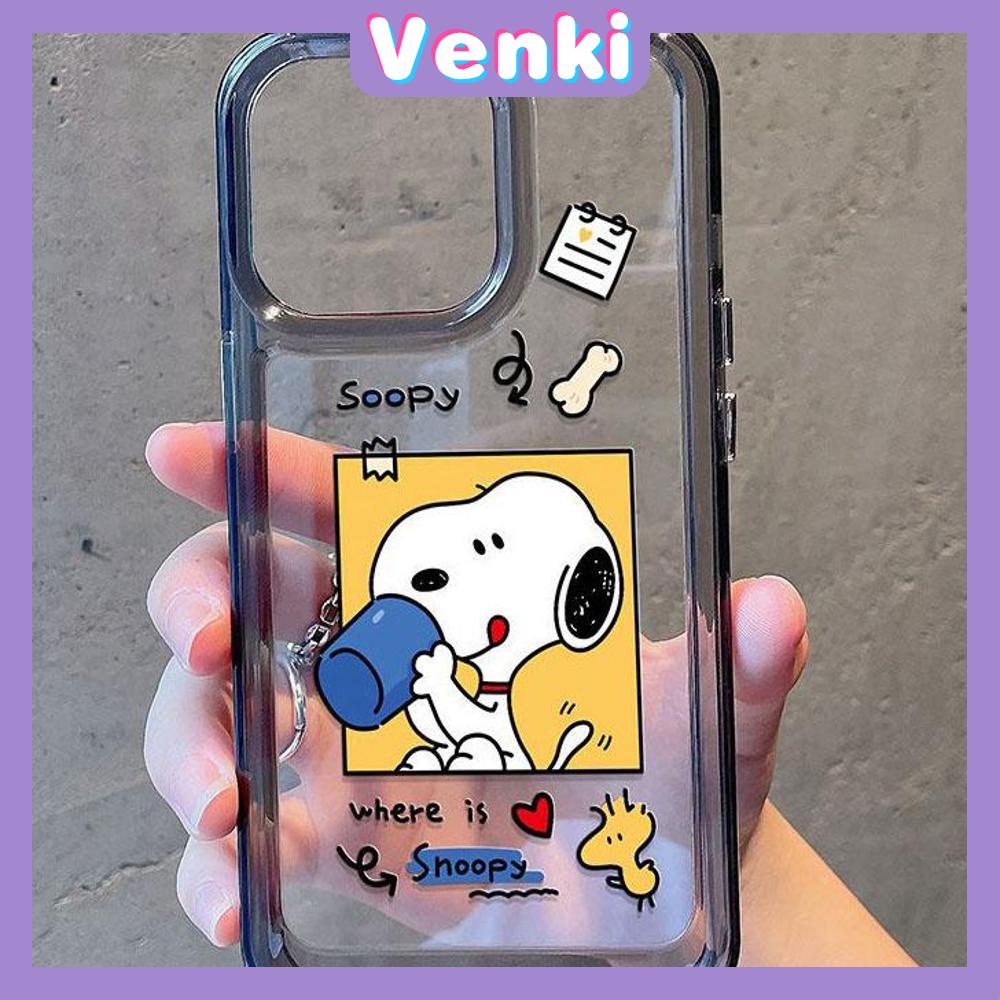 VENKI - Untuk iPhone 11 Case Clear Space Hard Acrylic Case Shockproof Protection Camera Lucu Kartun Anjing Putih Telinga Hitam Kompatibel dengan iPhone 14 13 Pro Max iPhone 12 Pro Max XR 7