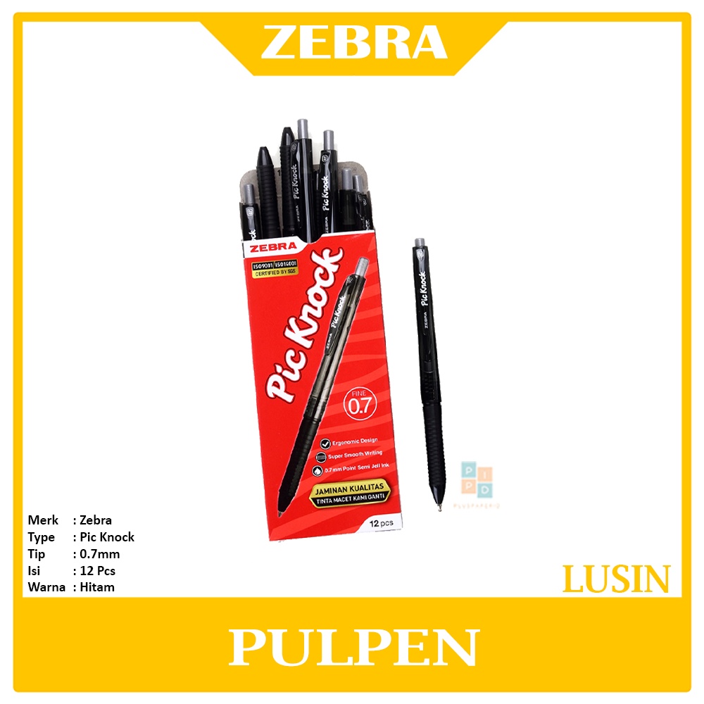 

ZEBRA - Pena Semi Gel Pic Knock 0.7mm. - Hitam - Lusin