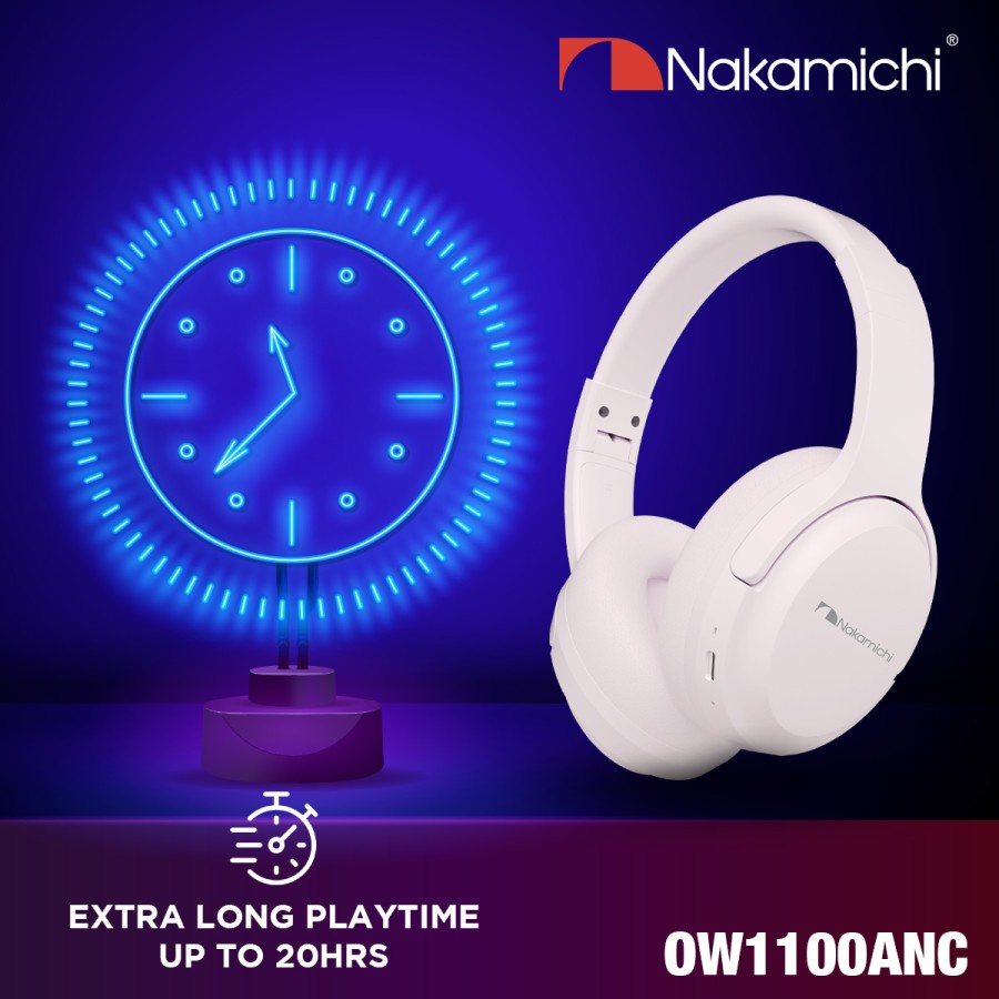 NAKAMICHI Headphone Bluetooth Wireless V5.0 OW1100ANC Headset Active Noise Cancelling Foldable