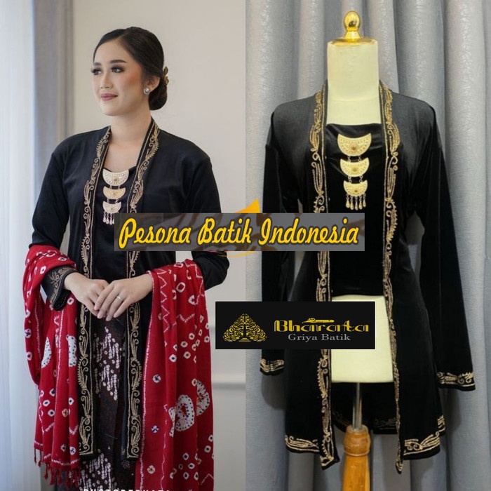 

Baju Kebaya Bludru Panjang / Kebaya Cantik - Bordir Stik, Kutubaru - Gold, Jumbo