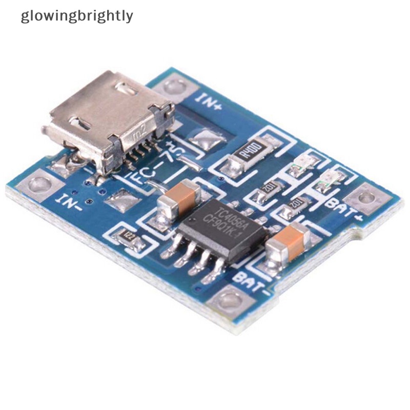 [glowingbrightly] 2pcs 1A 5V TP4056 Modul Pengisian Lithium Papan USB Komponen Elektronik TFX