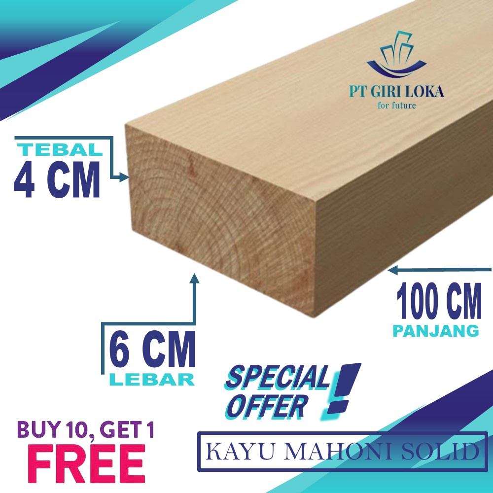 KASO KAYU PINUS JATI BELANDA SERUT HALUS 4X6X100 CM