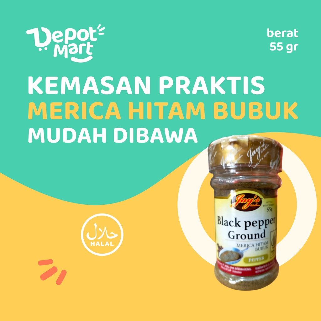 

Jay's Kitchen Blackpepper Ground Merica Hitam Bubuk 55GR / Jays Merica Bubuk Hitam