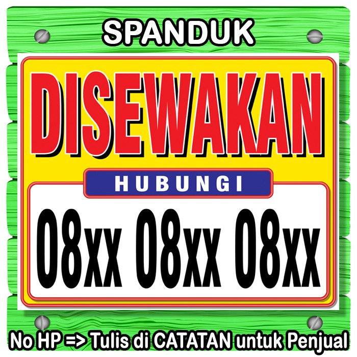 Spanduk / Banner Rumah, Ruko, Toko dijual / disewakan 100x80 cm - STANDART