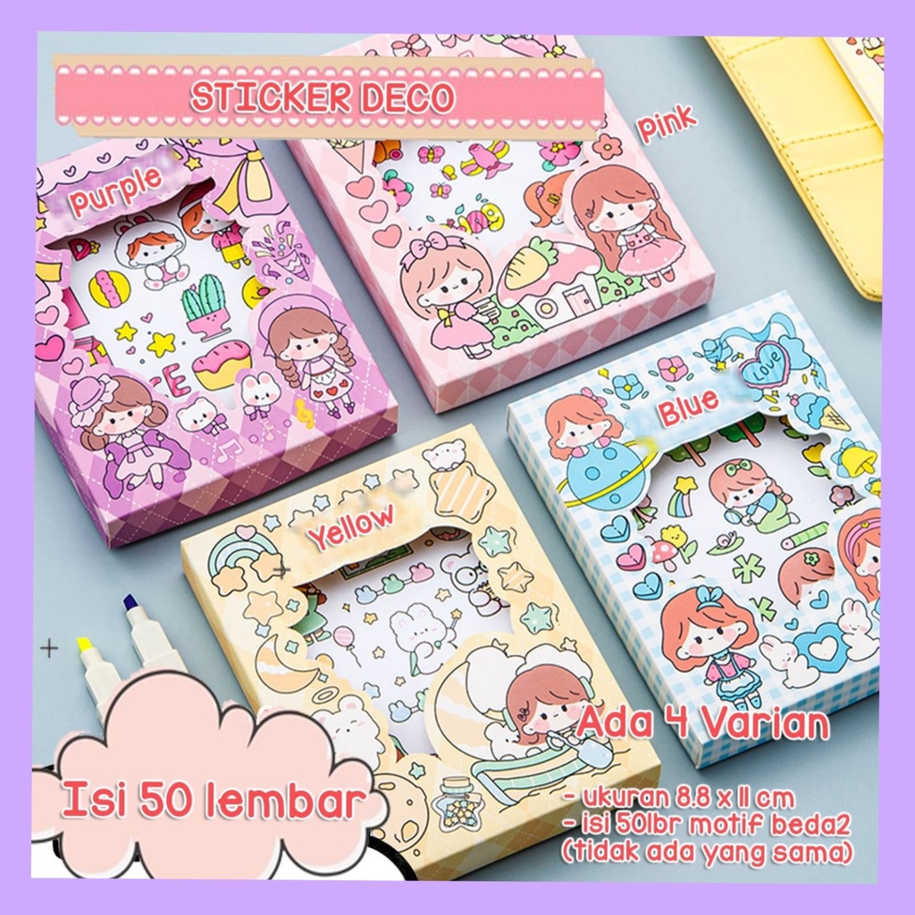 

GULAGULA - DECO STIKER ISI 50 LEMBAR FREE BOX / STIKER KARTUN KOREA / STIKER BOTOL MINUM / STIKER DIARY / SCRAPBOOK STIKER / STIKER KEKINIAN / STICKER KOREA / STIKER GELAS / WALLSTICKER GELAS / STIKER LABEL KARTUN