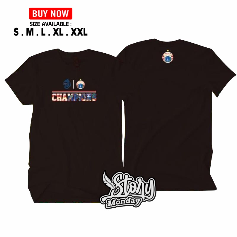 Kaos Distro Terbaru PERSIJA JAKARTA CHAMPIONS Katun Combed 30s Premium