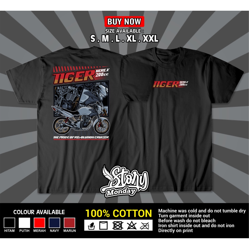 Kaos Atasan Pria Dewasa Honda Tiger 2000 Herex 200cc Katun Combed 30s