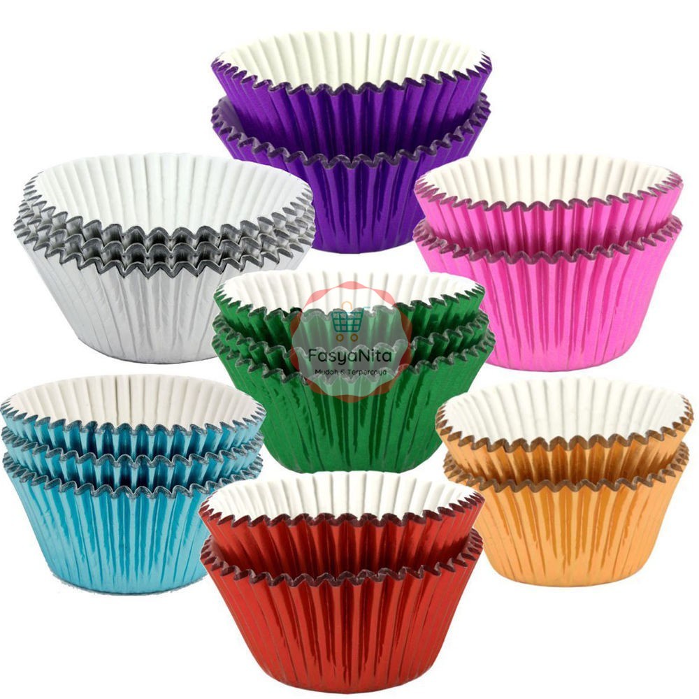 CUP KERTAS 9.5 METALIK 50pcs - CUP COKELAT - PAPER CUP GOLD SILVER - BAKING PAPER LINER COKLAT