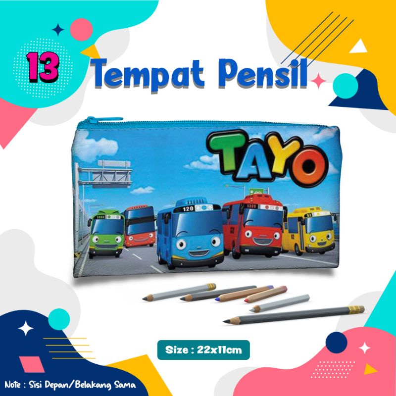 

Premium Tempat pensil Anak karakter Tayo/Toy Story/Robocar Poli/Super Wings/Cars McQueen 22x11 kulit sintetis