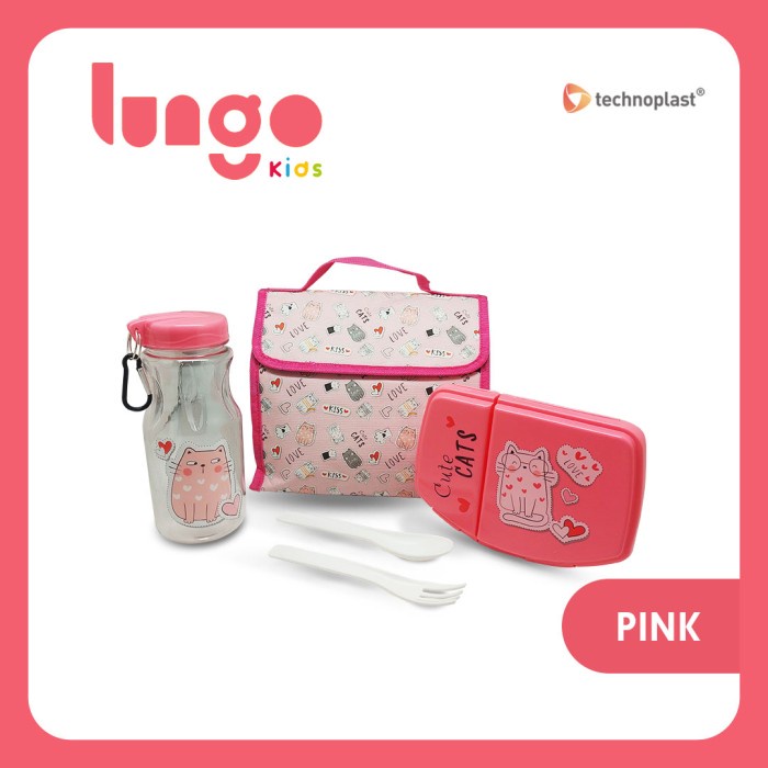 LUNGO KIDS ROBOCATS SOFT LUNCH KIT / LUNCH BOX SET DENGAN TAS - Biru