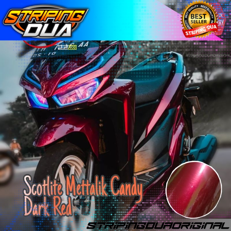 Sticker Scotlite Merah Tua Metalik Candy Scotlite Dark Red Candy Skotlet Motor Vario Merah Tua Candy