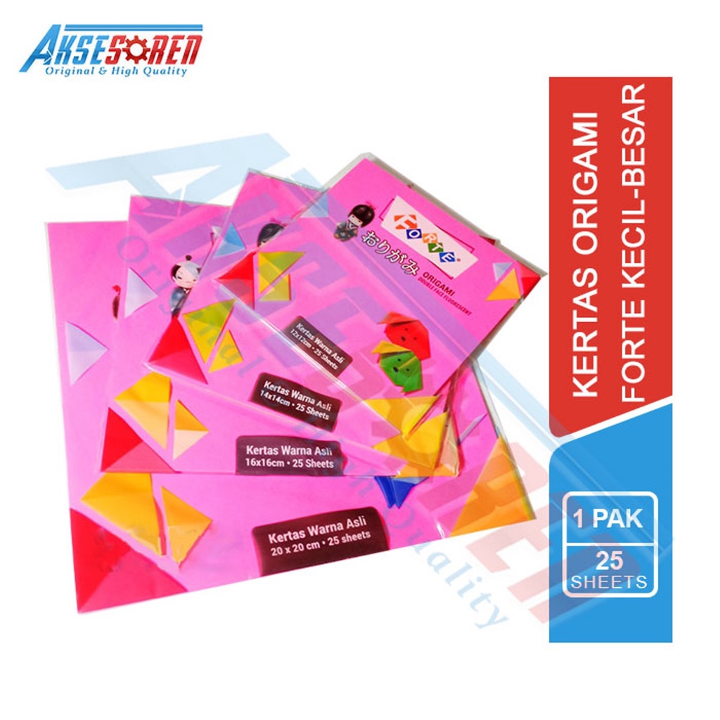 

Kertas Origami Forte [1 Set/5 Warna/25 Lembar] / Kertas Lipat Serbaguna / Kertas Hias Besar / Kertas Warna Warni Kecil / Kertas Kerajinan Tangan