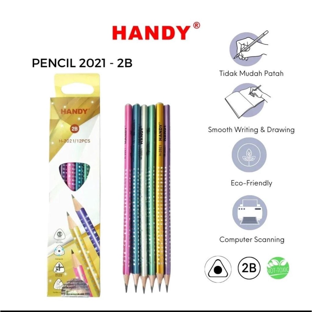 

(12pcs) Pensil 2B Handy Pencil 2016 / 2019 / 2020 / 2021 / 2022 UJIAN