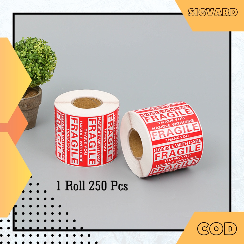 

SIGVARDSTORE - Stiker Awas Pecah Jangan di Banting label Fragile 1 roll 250 Pcs 25x44 mm STC07