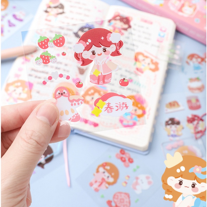 Sticker DIY Aesthetic 200 lembar Waterproof Lembar Sticker Tape Roll Estetik Journal Diary DIY  CASE HP / DIARY / DIY / BUJO /SCRAPBOOK MOMO GIRL STICKER TUMBLER