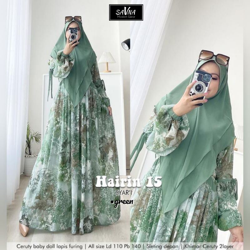 HAIRIN 15 LD110 & LD120 By SAVNA SET GAMIS SYARI CERUTY MOTIF TERBARU