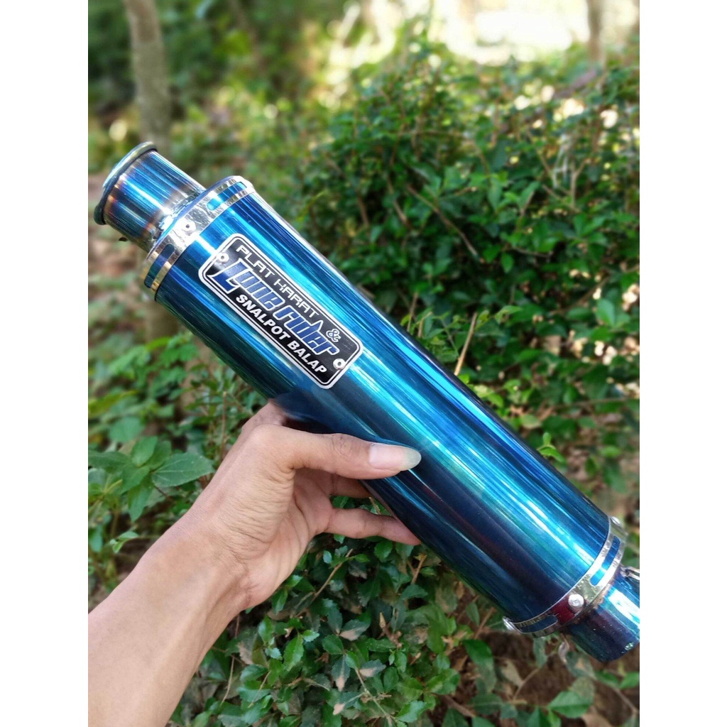 slincer knalpot racing lonerider cmms bluemoon 30 cm inlet 50 mm mirip ori monces bluemon emblem lon