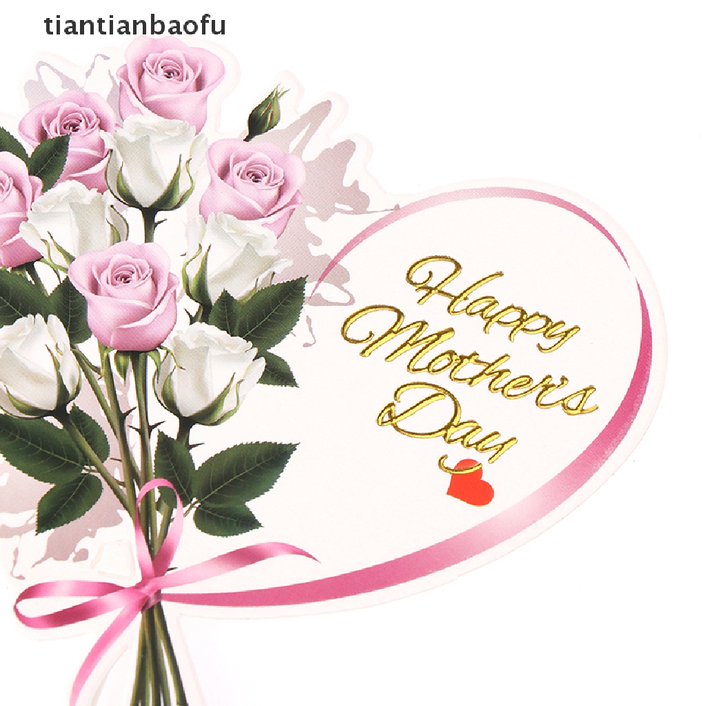 [tiantianbaofu] Hiasan Cupcake Dessert Bunga Hati Happy Mother's Day Birthday Cake Toppers Boutique