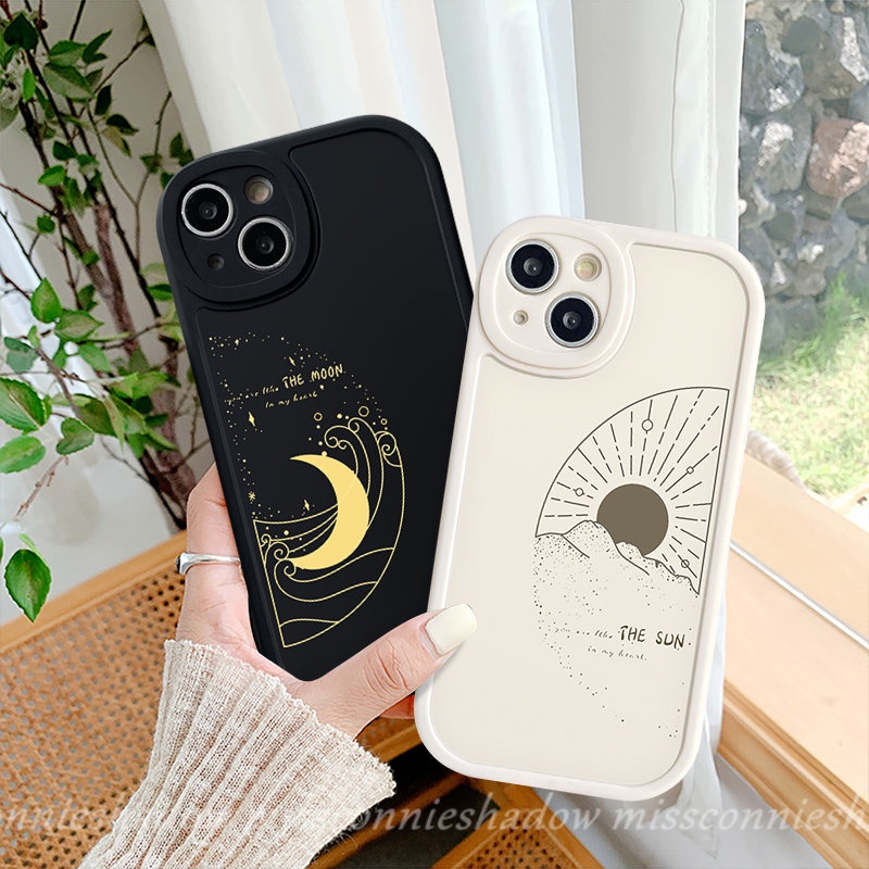 Casing Realme C53 C21Y C25Y C55 C30 C31 C30s C11 10 Pro C12 C20 C25s C15 C17 C20A C3 7i 6s 10Pro+C35 5i 6 6i 8 9i 5 GT 8i 8Pro C17 C21 Simple The Moon Sun Couple Soft Casing Tpu