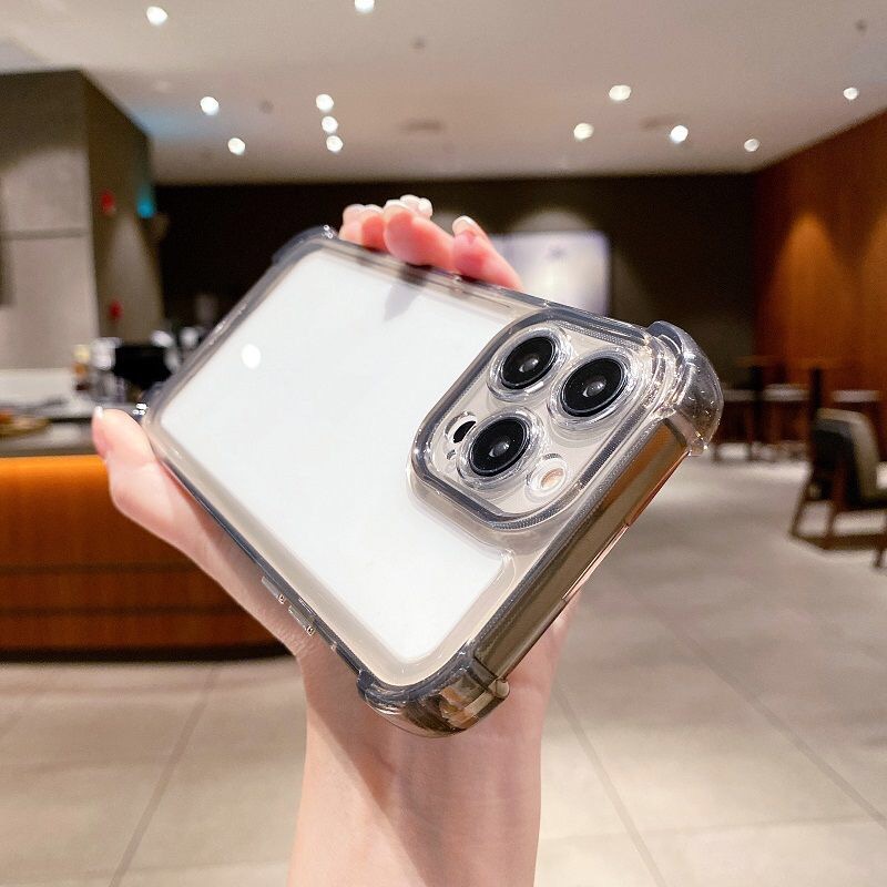 IPHONE Soft Case Tahan Guncangan Kompatibel Untuk Casing Iphone14 13 12 11 Pro Max XS Max X XR 7 +8 6 6S Plus TPU Transparan Unik Tombol Cover Pelindung Kamera