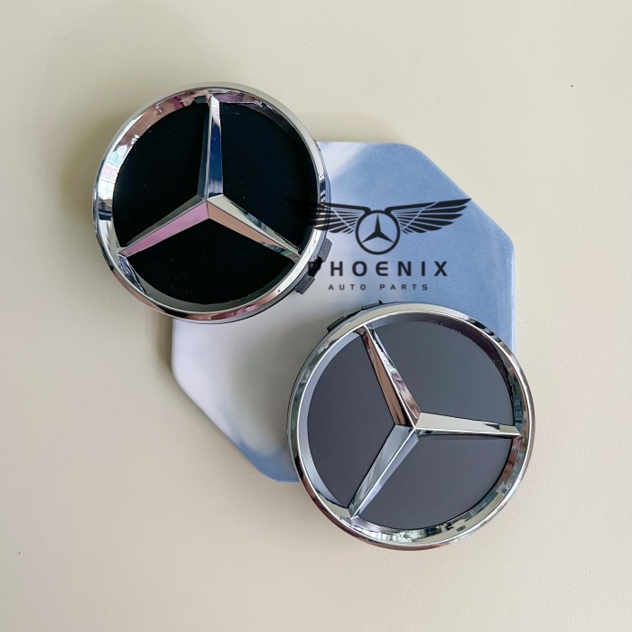 DOP VELG RODA EMBLEM MERCEDES BENZ 60MM DOP RODA MERCY SILVER 6CM - Black Chrome