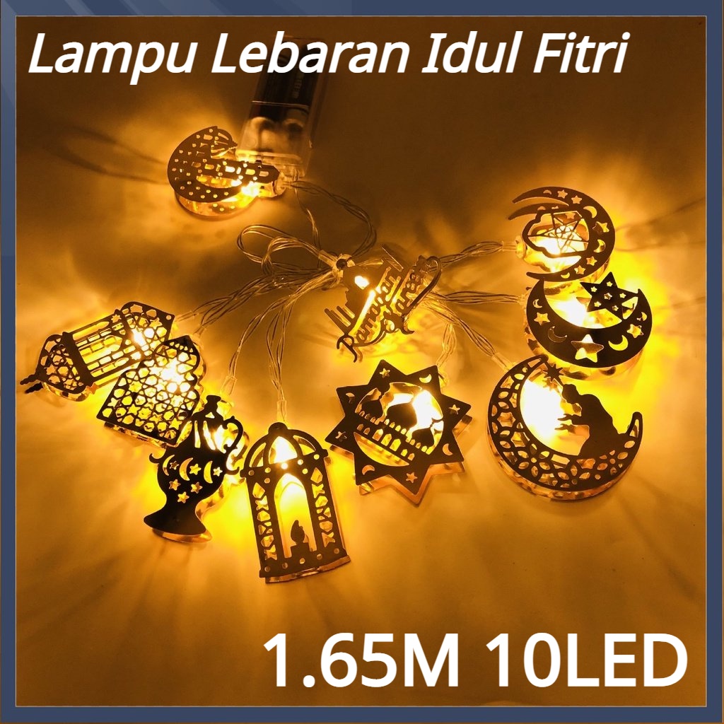 【COD】1.6m 10LED Lampu Hiasan Lebaran Idul Fitri Dekorasi  /Muslim Islamic Ramadhan Lampu Dekor/Idul Fitri Eid Mubarak Ramadan Led/Lampu Lebaran Idul Fitri