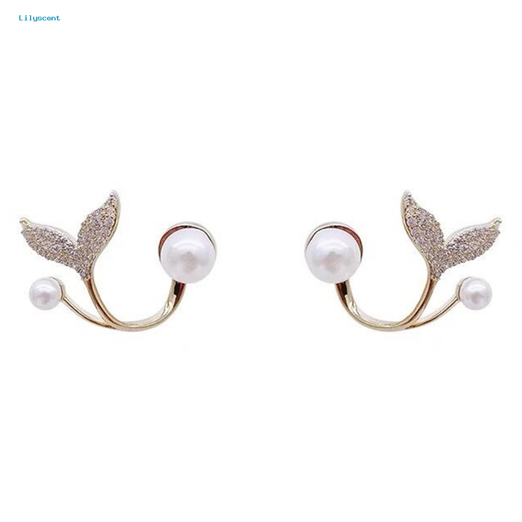 Lilyscent 1pasang Giwang Telinga Perempuan Untuk Club Electroplating Bright Luster Stud Earrings Ekor Ikan