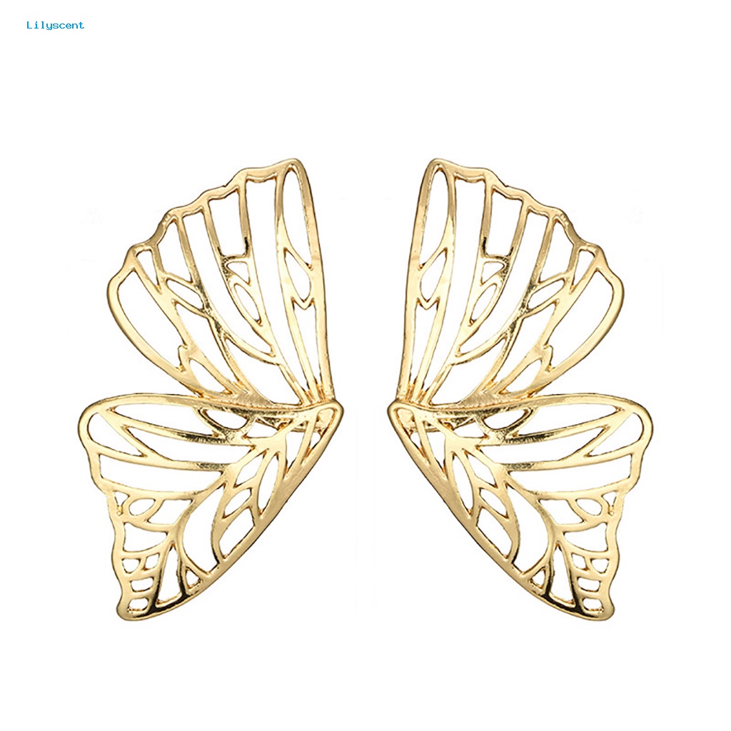 Lilyscent Anting Bentuk Kupu-Kupu Untuk Perjamuan Wanita Fashion Butterfly Menjuntai Stud Earrings Adorable