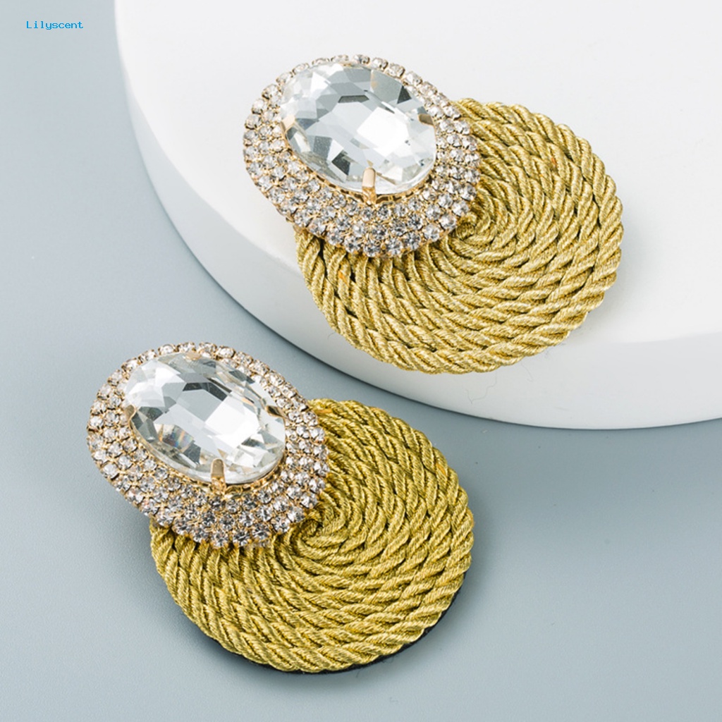 Lilyscent 1pasang Anting Lady Menjuntai Untuk Pakaian Sehari-Hari Shiny Geometric Round Stud Earrings All Match