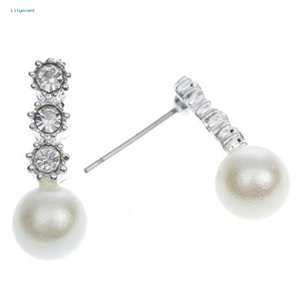 Lilyscent Wanita/'s Putih Anting Mutiara Imitasi Berlian Imitasi Eardrop Ear Studs Bride Jewelry