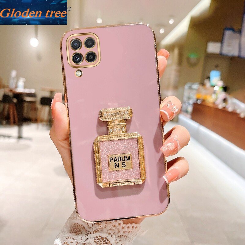 Gloden tree Casing Case Untuk Samsung Galaxy A23 A22 A21S A20S A20 Case Dengan Botol Parfum Kreatif Kickstand Lipat Cakupan Penuh Kamera Case