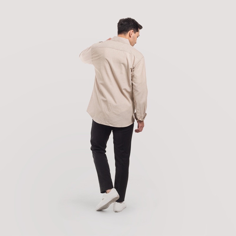 Kemeja Pria Polos WOODCUTTER Basic Shirt - Cream Khaky Longsleeve Lengan Panjang