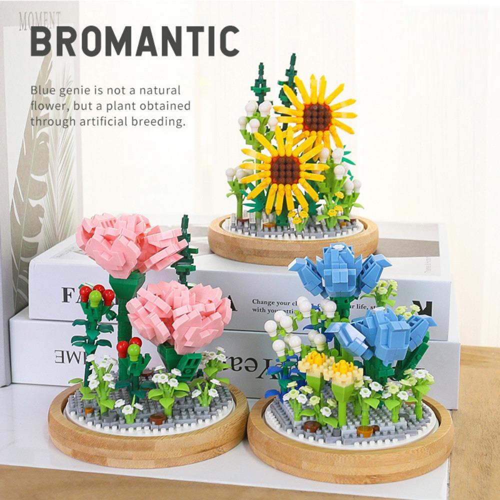 Needway   Ornamen Bunga Blok Bangunan Untuk Anak Flower Block Hadiah Ornamen Pot Puzzle Rakitan Dekorasi Rumah Ornamen Rumah Interaksi Mainan Diy Blok Bangunan