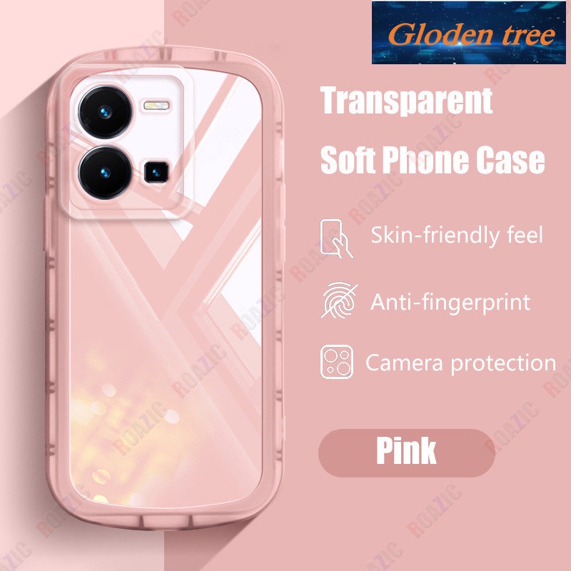 Gloden tree Transparan Sederhana Ponsel Case Untuk VIVO Y35 Ins Silikon Lembut Shockproof Casing Full Cover Lensa Kamera Pelindung Penutup