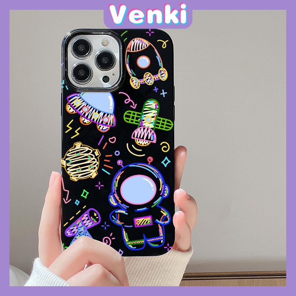 iPhone Case Soft TPU Glossy Black Candy Case Cute Color Graffiti Astronaut Camera Protection Shockproof For iPhone 14 13 12 11 Pro Max 7 8 Plus X XR