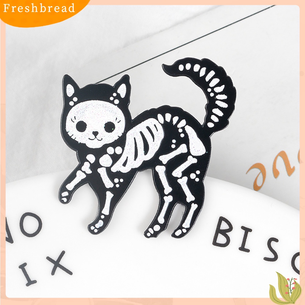 &lt; Freshbread &gt; Kreatif Unisex Kucing Kerangka Enamel Bros Pin Lencana Jaket Jeans Kerah Dekor