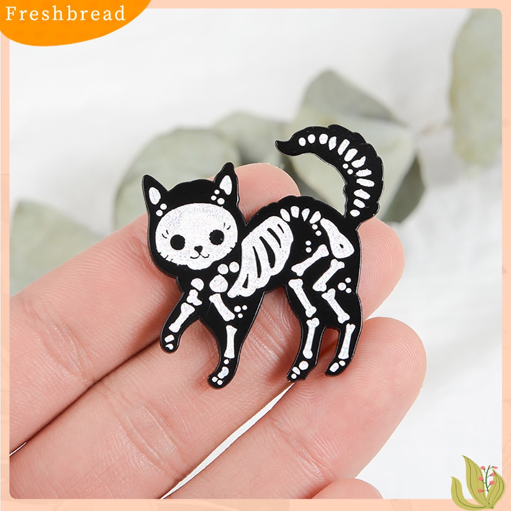 &lt; Freshbread &gt; Kreatif Unisex Kucing Kerangka Enamel Bros Pin Lencana Jaket Jeans Kerah Dekor