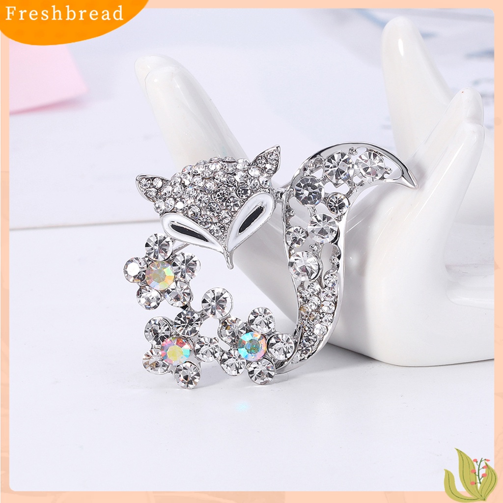 &lt; Freshbread &gt; Bros Aksesoris Pakaian Elegan Alloy Fox Berlian Imitasi Brooch Badge Untuk Pesta