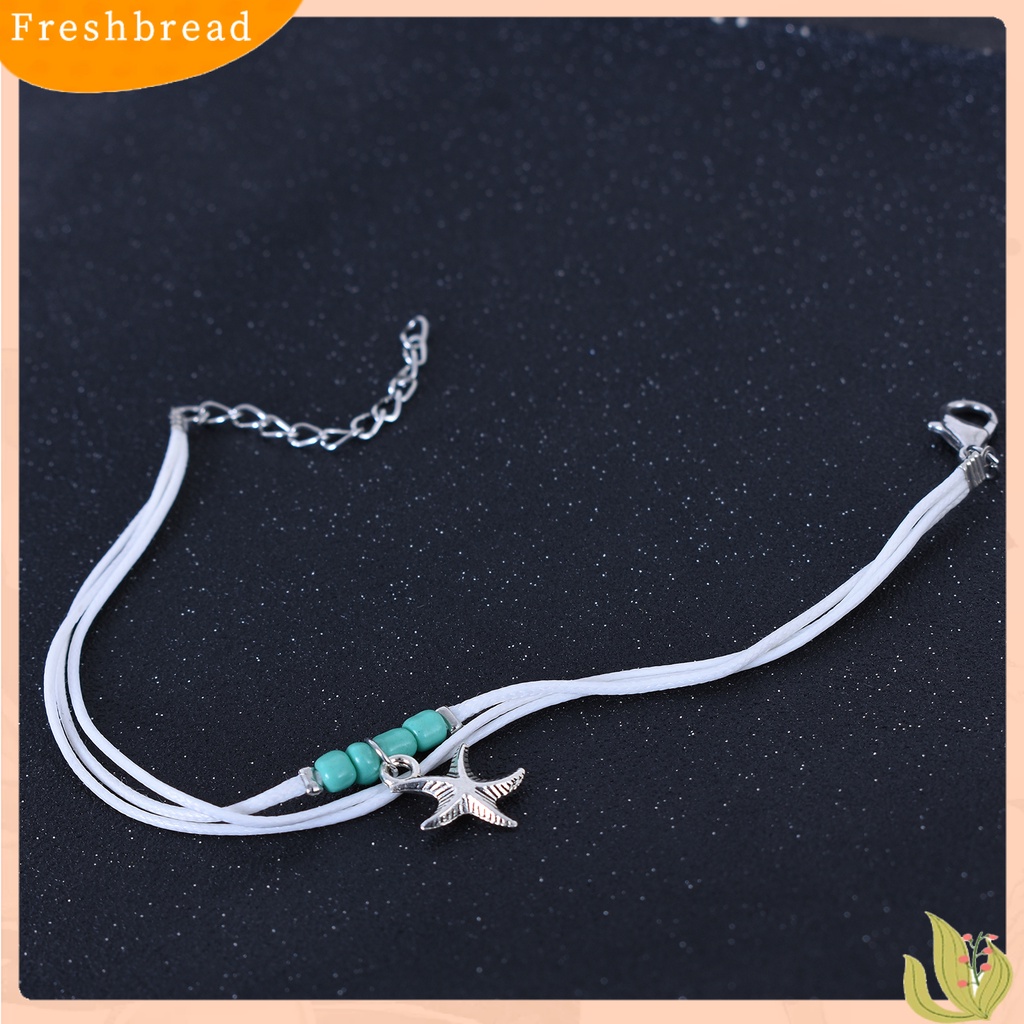 &lt; Freshbread &gt; Boho Multi-layer Bintang Laut Liontin Manik-Manik Adjustable Gelang Kaki Wanita Perhiasan Gelang