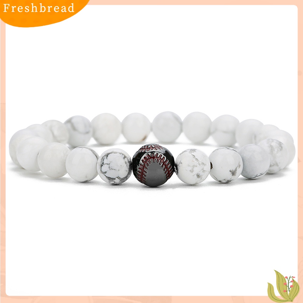 &lt; Freshbread &gt; Fashion Unisex Baseball Pesona Batu Alam Manik-Manik Gelang Bangle Perhiasan Hadiah