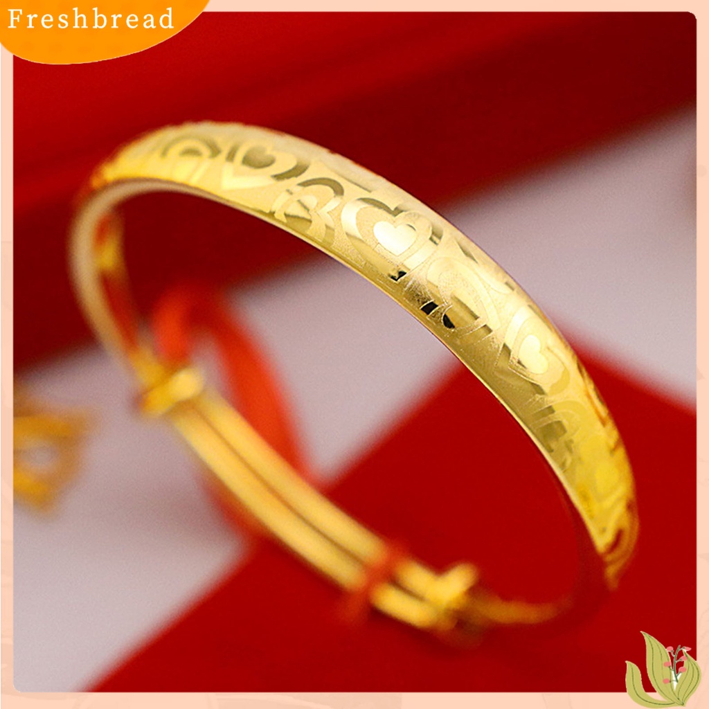 &lt; Freshbread &gt; Charm Gelang Indah Tidak Luntur Adjustable Bangle Warna Emas Untuk Pernikahan