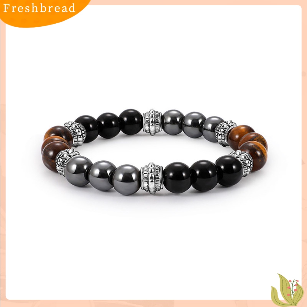 &lt; Freshbread &gt; Fashion Unisex Pumice Tiger Eye Stone Beads Gelang Pesona Tangan Pesta Perhiasan