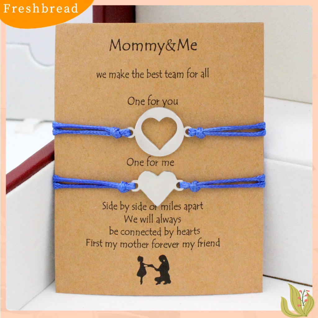 &lt; Freshbread &gt; 1pasang Gelang Ibu Anak Tali Anyaman Yang Dapat Disesuaikan Kasual Geometris Semua Pertandingan Dekorasi Kembali Ke Sekolah Hadiah Berongga Cinta Hati Mommy Me Card Bracelets