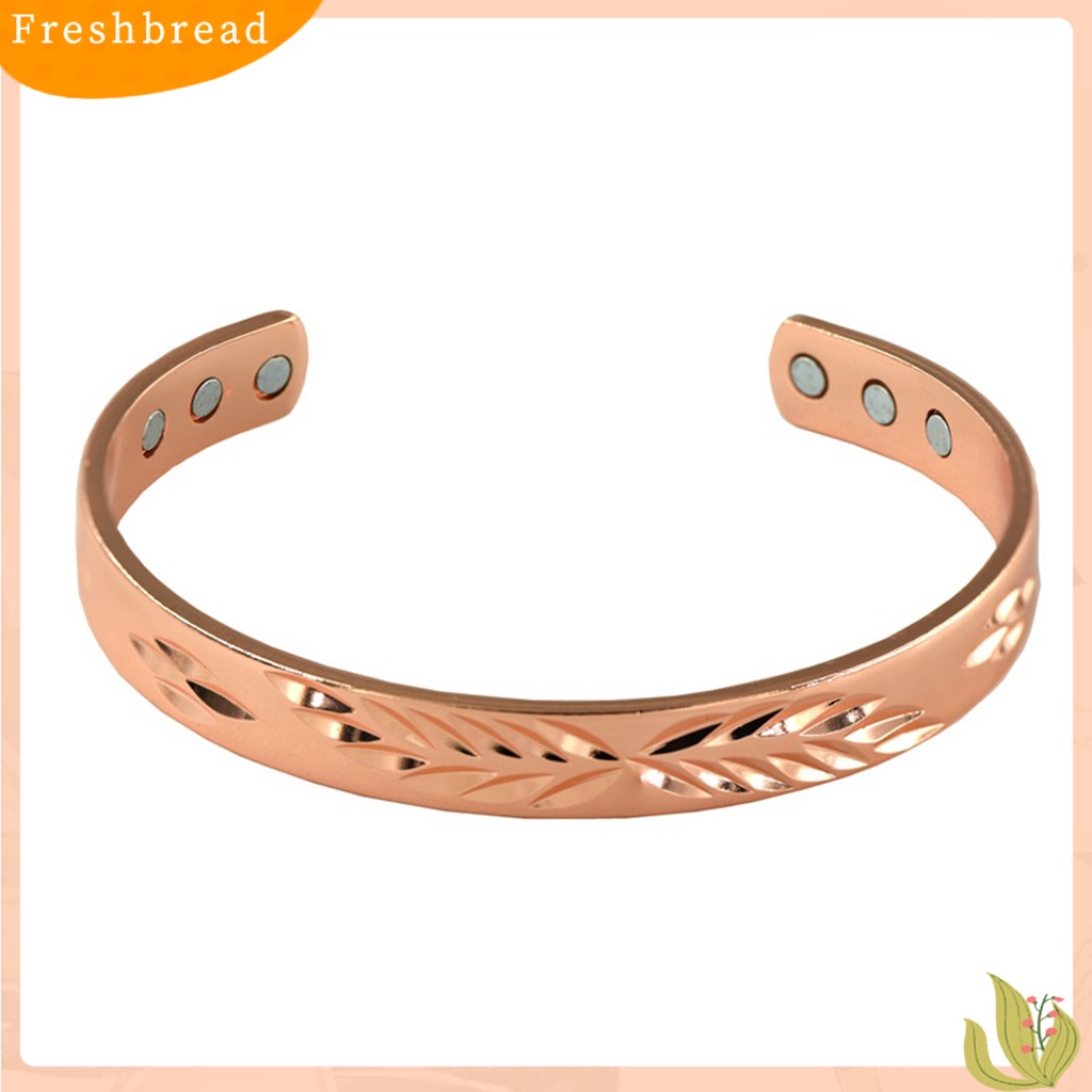 &lt; Freshbread &gt; Opening Bangle Adjustable Electroplating Lebar Elegan Dipoles Hadiah Rose Warna Emas Pria Wanita Motif Daun Cuff Gelang Untuk Harian