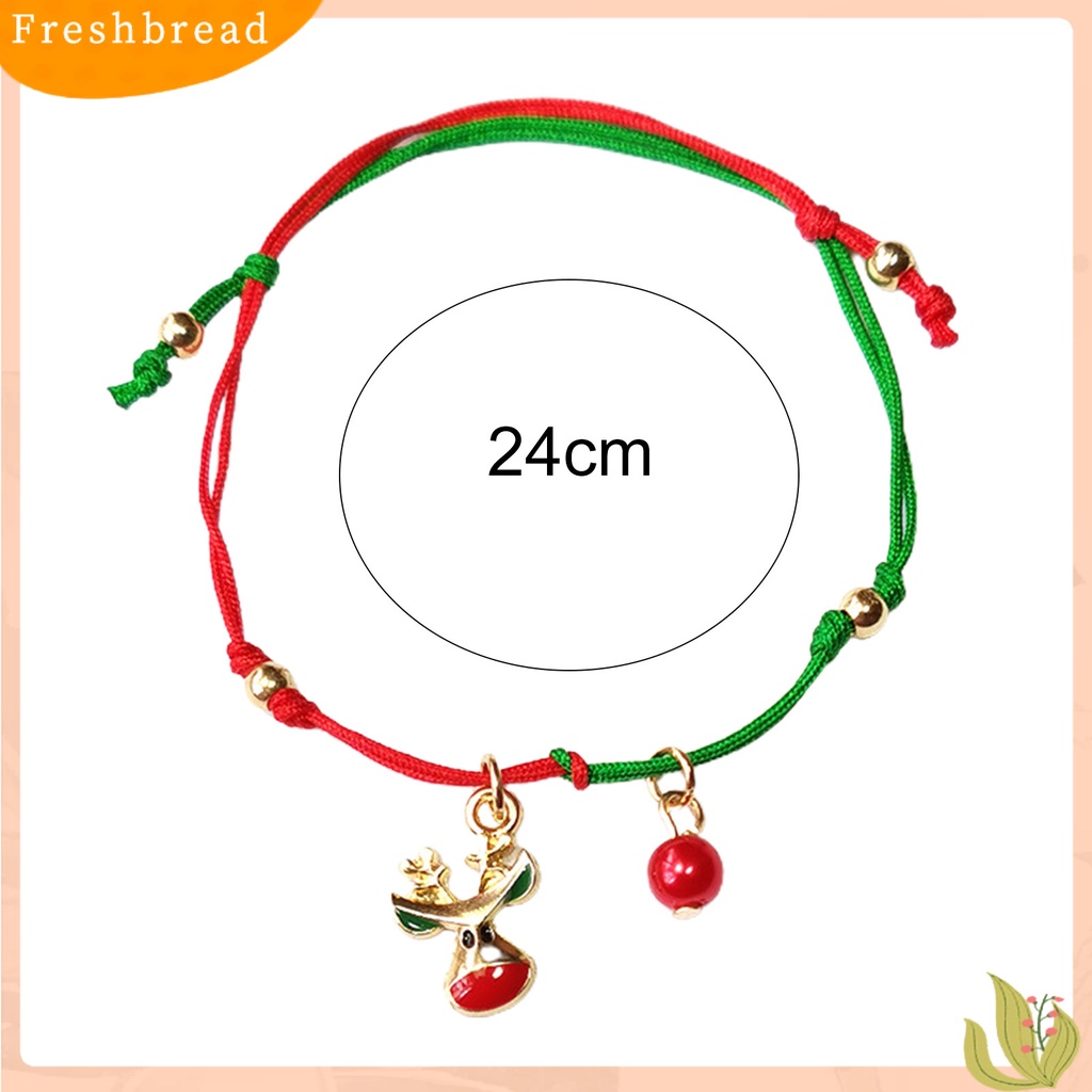 &lt; Freshbread &gt; Gelang Natal Santa Claus Rajut Tangan Unisex Pohon Elk Snowflake Bracelet Untuk Natal