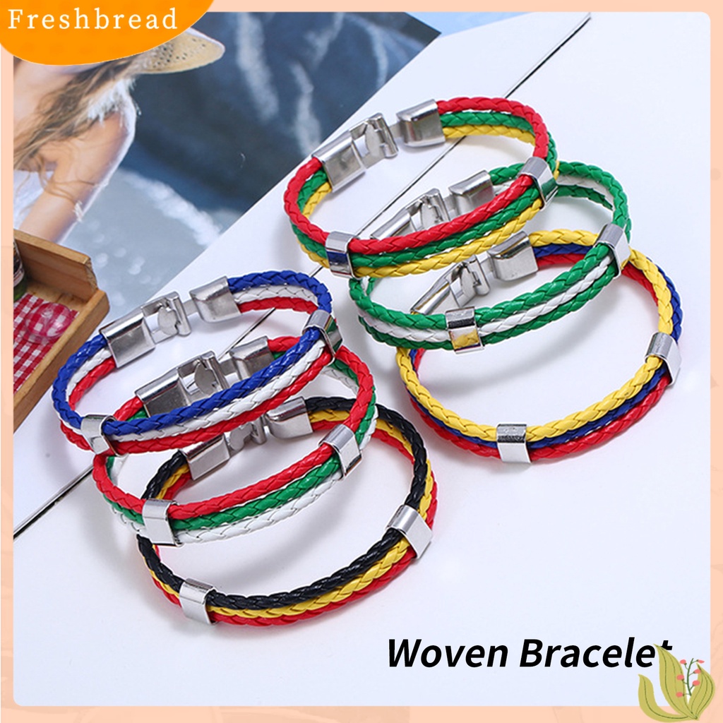 &lt; Freshbread &gt; Gelang Anyaman Dengan Gesper Multi Layers Casual World Cup National Element Bracelet Untuk Kehidupan Sehari-Hari